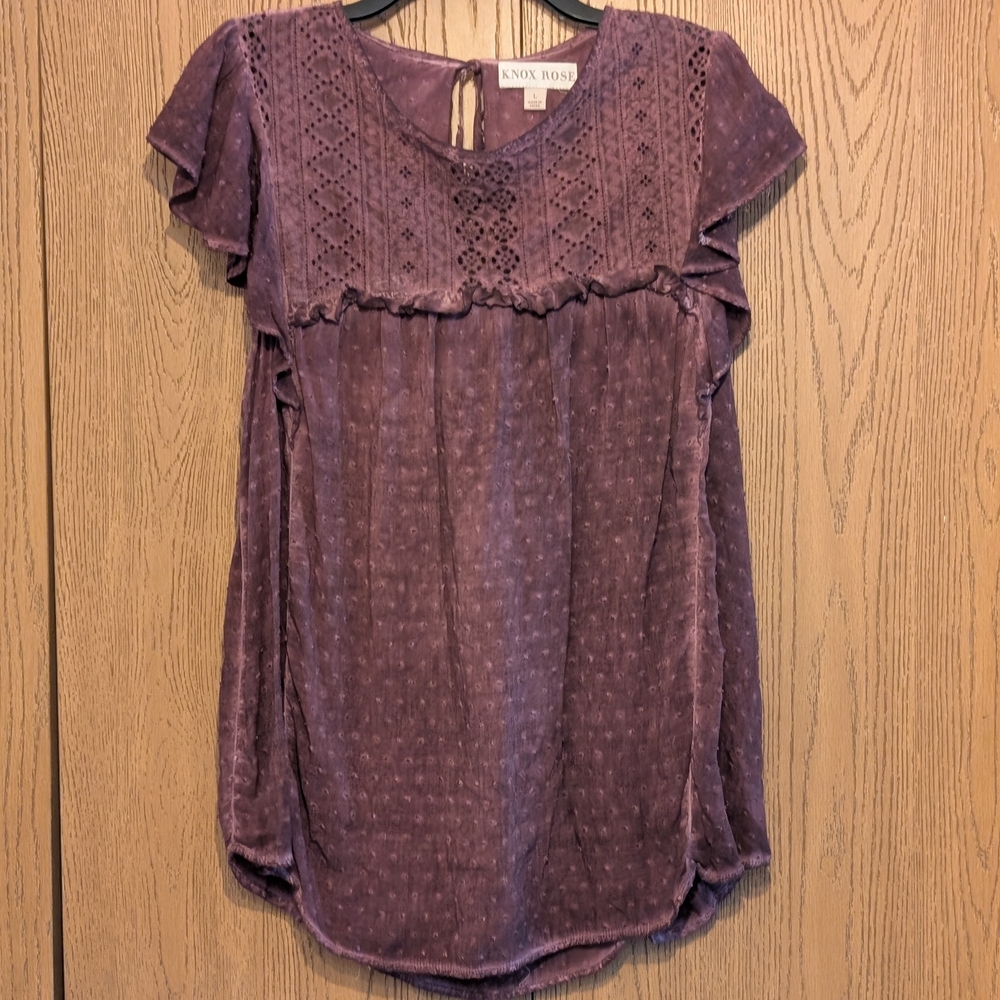 Knox Rose Dark Mauve Islet Blouse with Beautiful Detail